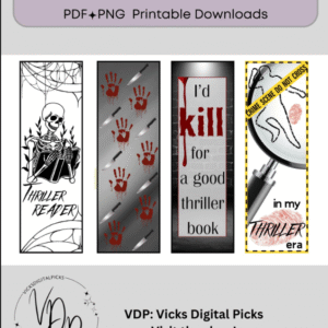 Psychological Thriller Bookmark Set | Digital Printable Bookmarks for Suspense Lovers